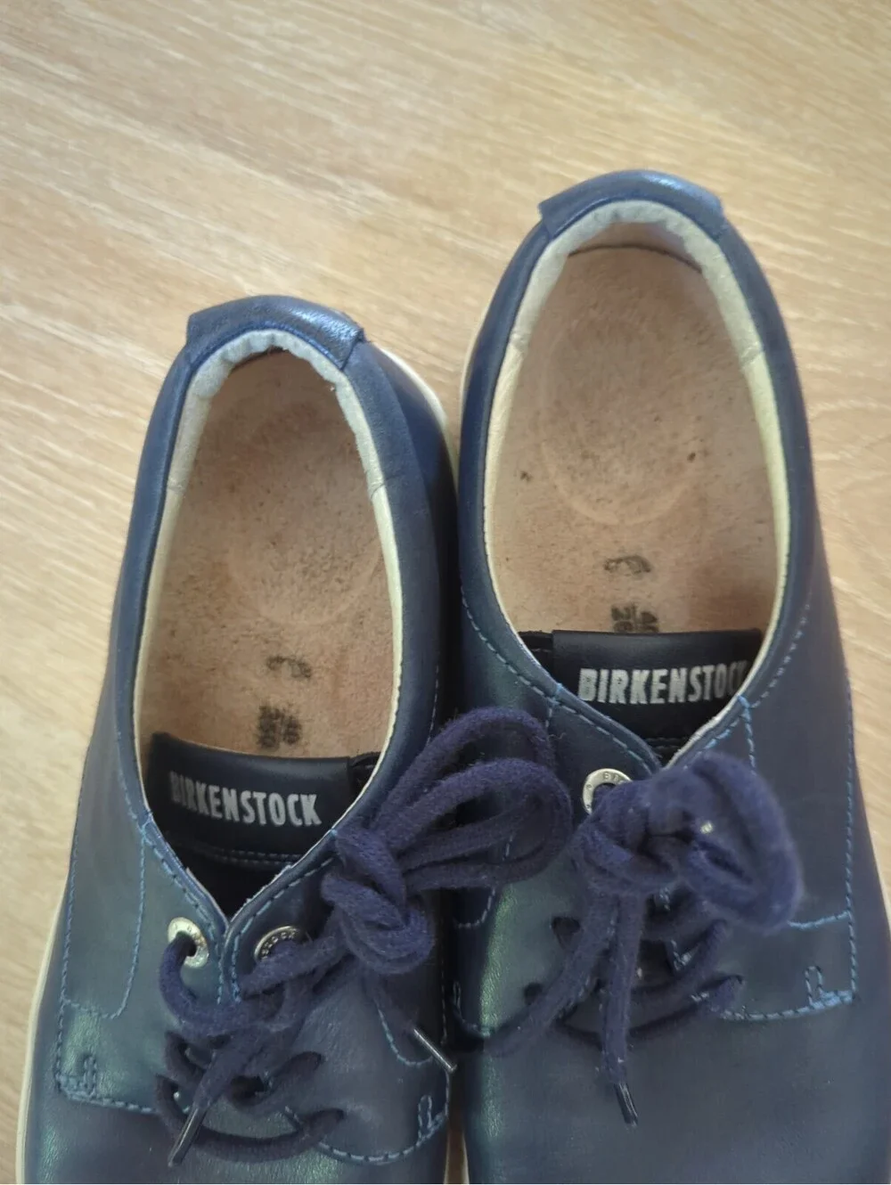 Birkenstock Navarino Shoes  Navy Leather Lace Up Low Top Round Toe Sz40